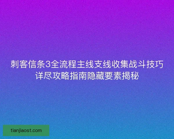 刺客信条3全流程主线支线收集战斗技巧详尽攻略指南隐藏要素揭秘